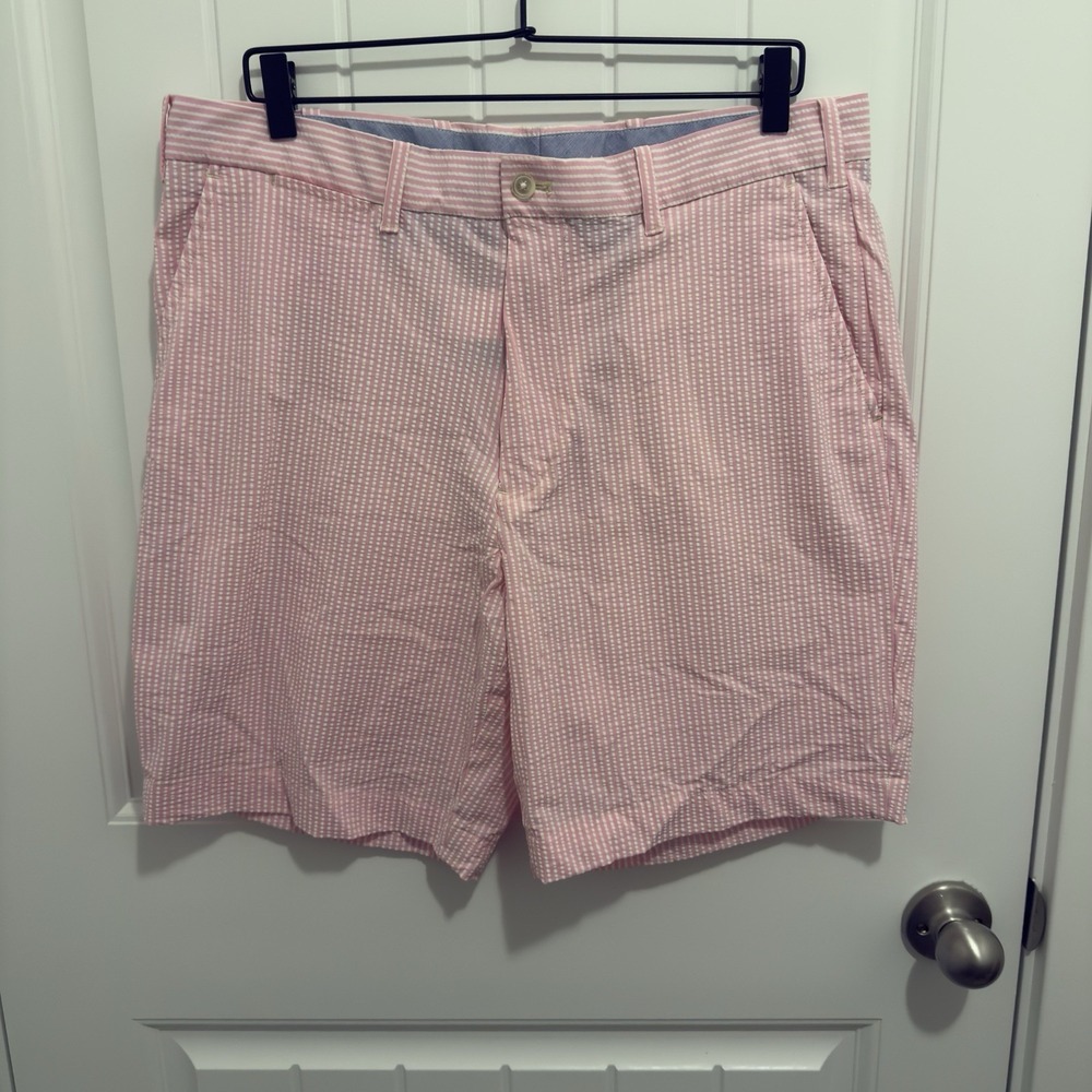 Polo Golf Ralph Lauren Men's Pink White Stripe Shorts Size 35‎ Classic Fit
